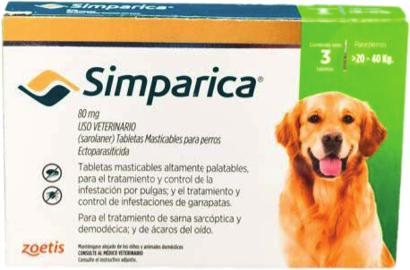Empaque real de Simparica® 80 mg